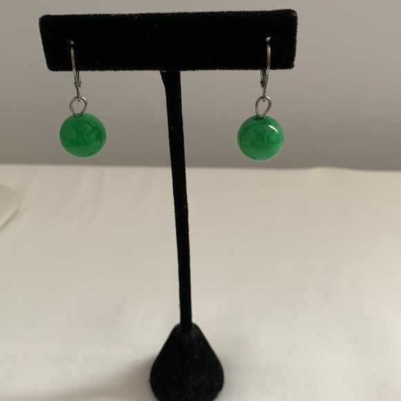 Jewelry - GREEN AVENTURINE EARRINGS, DROP, SIZE 1-1/2” LONG